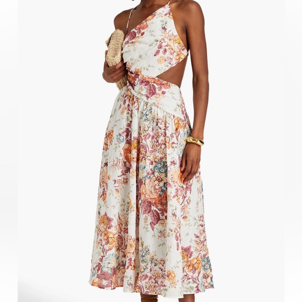 Brand New Zimmerman Cutout Floral-print MIDI Dress Size 4 (fits like a 12)
